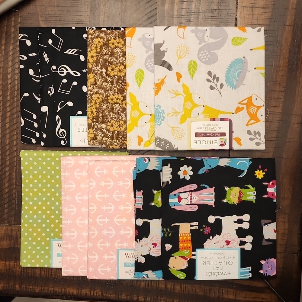 Various Cotton Fat Quarter fabrics (10 total)